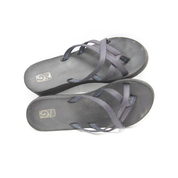 Teva Olowahu Sandals Womens Size 9 Black Flip-Flop Thong Strappy Toe Loop - Picture 5 of 6